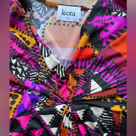 Leota Colorful Tribal Geometric Dress Long Sleeve Lightweight Dress Small EUC - Picture 4 of 5